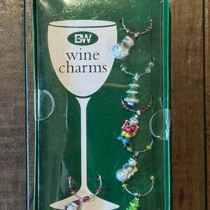 Boston Warehouse Heirloom Mini Christmas Ornament Wine Charms A Set of Six NIB